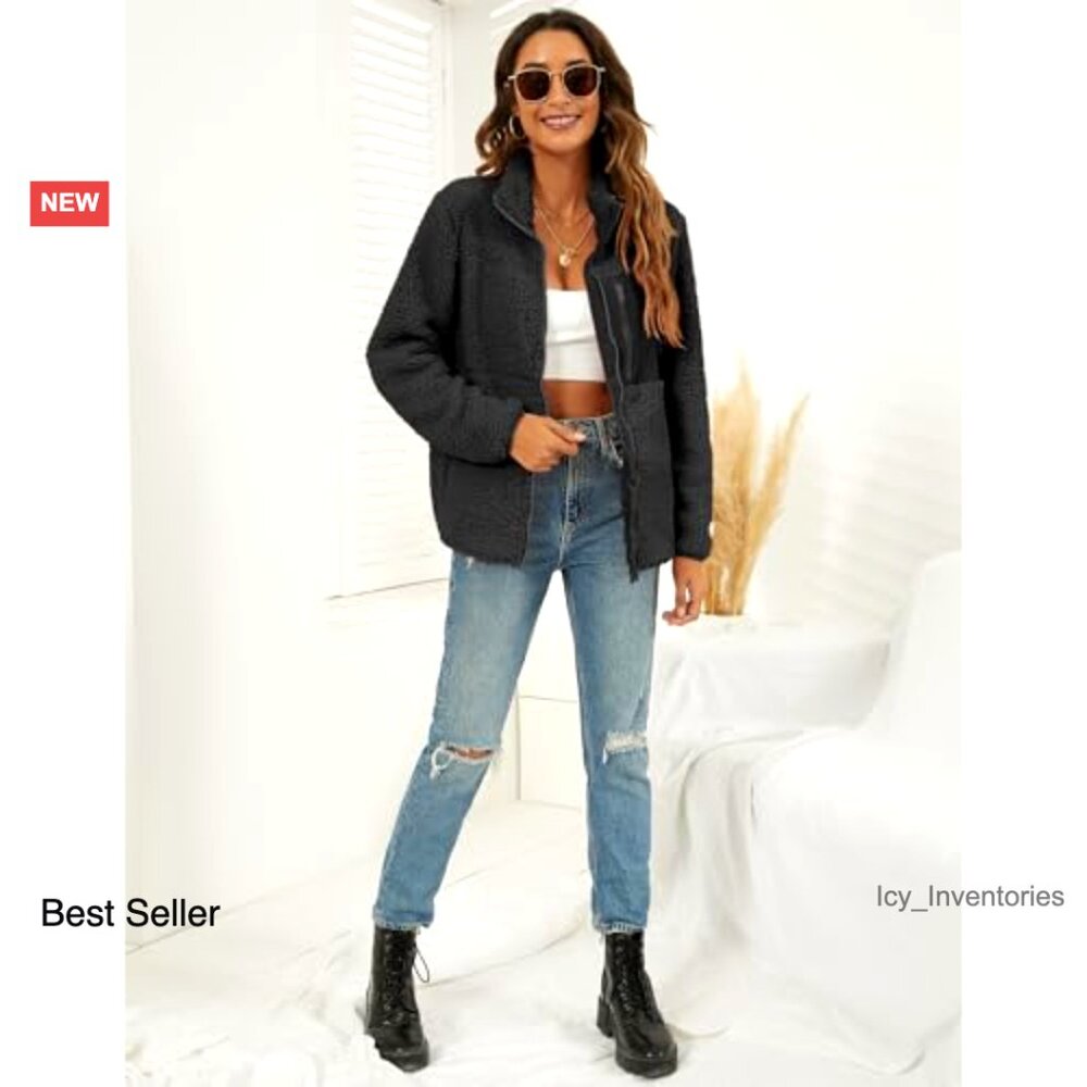 Faux Shearling Full Zip Patchwork Jacket Oversize… - image 6